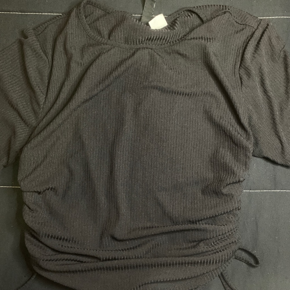Black cinched crop top